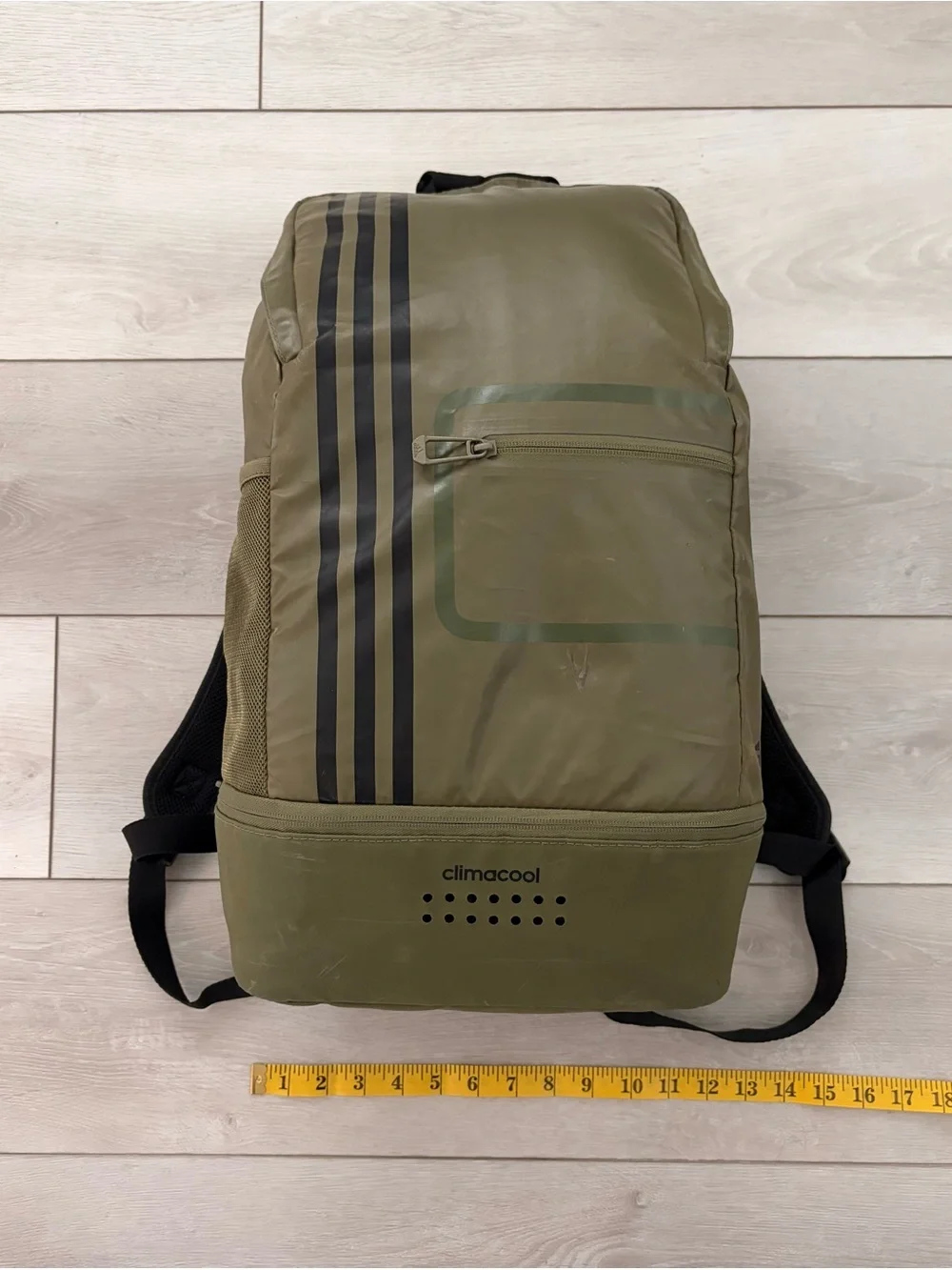 Adidas Olive Green Climacool Technology Backpack with Shoe Compartment